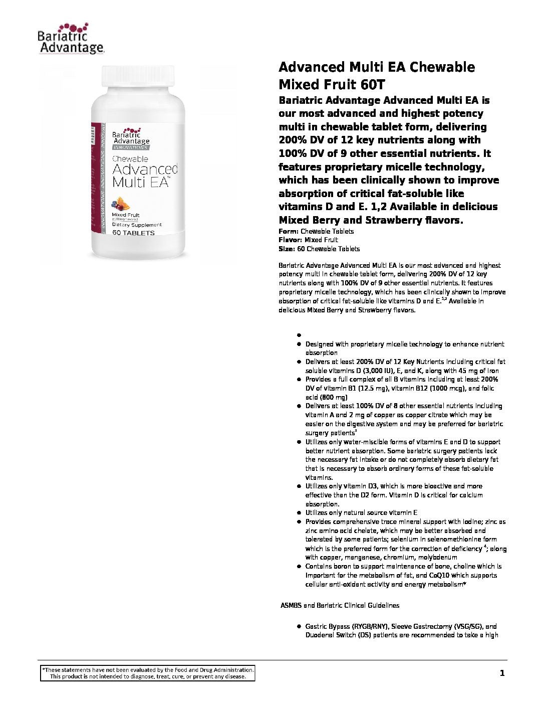 Advanced EA Chewable - Mixed Fruit Flavor (60 ct)