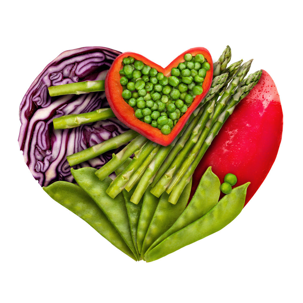 Healthy food together in the shape of a heart